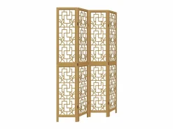 Best Tabique divisorio de 4 paneles en madera maciza de paulownia marrón Biombo