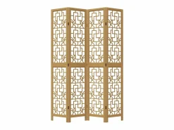 Best Tabique divisorio de 4 paneles en madera maciza de paulownia marrón Biombo