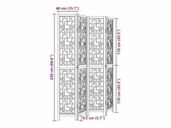 Best Tabique divisorio de 4 paneles en madera maciza de paulownia marrón Biombo