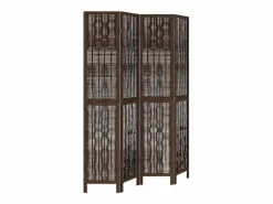 Clearance Tabique divisorio de 4 paneles de paulownia maciza en color marrón oscuro Marru00f3n