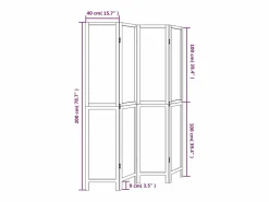 Clearance Tabique divisorio de 4 paneles de paulownia maciza en color marrón oscuro Marru00f3n