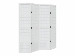 New Tabique divisorio de 4 paneles en madera maciza de paulownia blanca Blanco