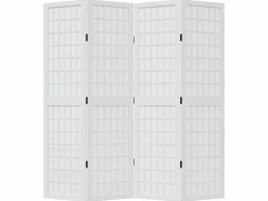 New Tabique divisorio de 4 paneles en madera maciza de paulownia blanca Blanco