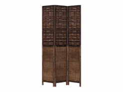 Tabique divisorio de 3 paneles en marrón oscuro fabricado en paulownia maciza Marru00f3n