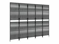 Tabique divisorio de 5 paneles de mimbre de resina negra