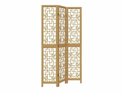 Discount Tabique divisorio de 3 paneles en madera maciza de paulownia marrón Biombo