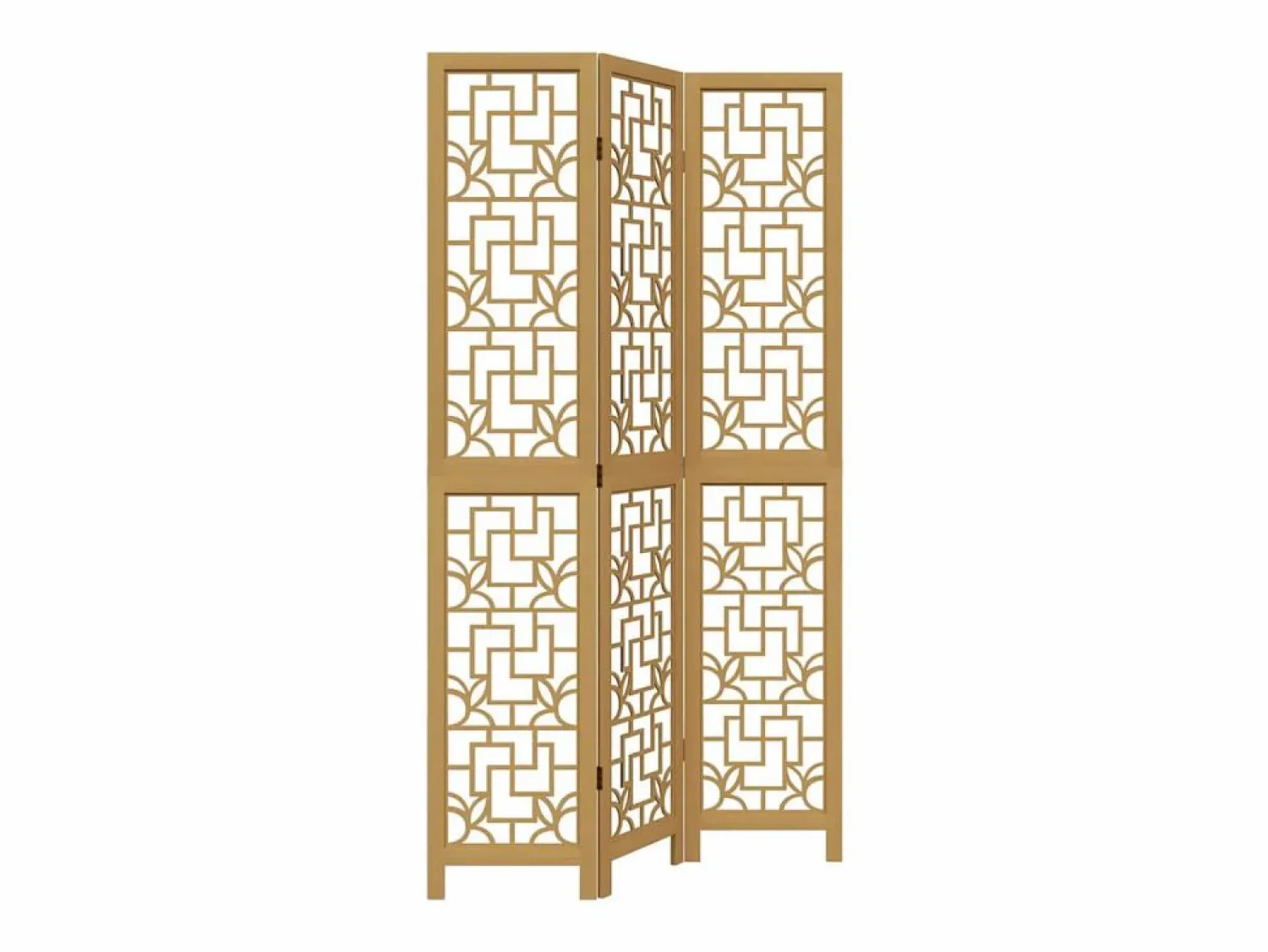 Discount Tabique divisorio de 3 paneles en madera maciza de paulownia marrón Biombo