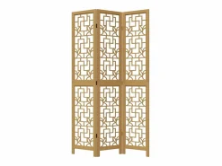 Discount Tabique divisorio de 3 paneles en madera maciza de paulownia marrón Biombo