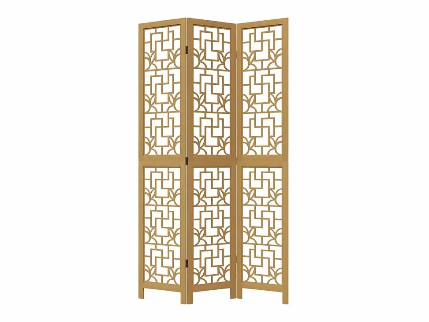 Discount Tabique divisorio de 3 paneles en madera maciza de paulownia marrón Biombo