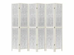 Outlet Tabique divisorio de 6 paneles en madera maciza de paulownia blanca Blanco