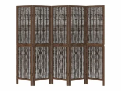 Clearance Tabique divisorio de 5 paneles en marrón oscuro fabricado en paulownia maciza Biombo