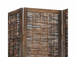 Clearance Tabique divisorio de 5 paneles en marrón oscuro fabricado en paulownia maciza Biombo