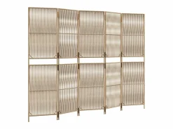 Best Tabique divisorio de 5 paneles de mimbre de resina Beige