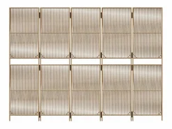 Best Tabique divisorio de 5 paneles de mimbre de resina Beige