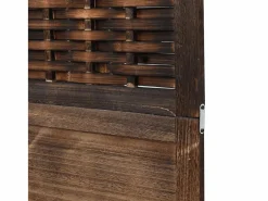 Tabique divisorio de 5 paneles en marrón oscuro fabricado en paulownia maciza Marru00f3n