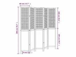 Tabique divisorio de 5 paneles en marrón oscuro fabricado en paulownia maciza Marru00f3n