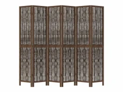Sale Tabique divisorio de 6 paneles en color marrón oscuro fabricado en paulownia maciza Biombo