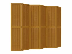 Tabique divisorio de 6 paneles en madera maciza de paulownia marrón
