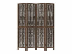 Outlet Tabique divisorio de 4 paneles de paulownia maciza en color marrón oscuro Marru00f3n