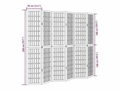 Tabique divisorio de 6 paneles en madera maciza de paulownia negra Negro