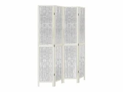 Tabique divisorio de 4 paneles en madera maciza de paulownia blanca