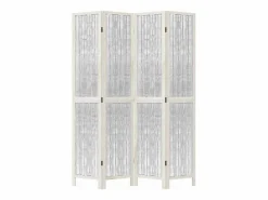 Tabique divisorio de 4 paneles en madera maciza de paulownia blanca