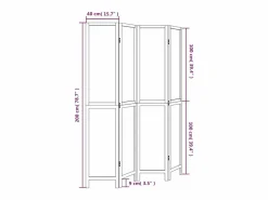 Tabique divisorio de 4 paneles en madera maciza de paulownia blanca