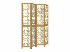 Tabique divisorio de 4 paneles en madera maciza de paulownia marrón