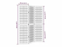 Tabique divisorio de 3 paneles en madera maciza de paulownia blanca