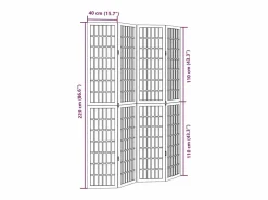 Online Tabique divisorio de 4 paneles en madera maciza de paulownia negra Negro