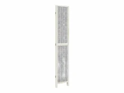 Tabique divisorio de 3 paneles en madera maciza de paulownia blanca Blanco