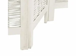 Tabique divisorio de 3 paneles en madera maciza de paulownia blanca Blanco