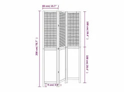 Sale Tabique divisorio de 3 paneles en madera maciza de paulownia blanca Biombo