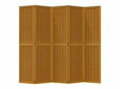 Tabique divisorio de 5 paneles en madera maciza de paulownia marrón