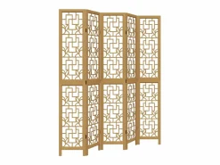 Best Tabique divisorio de 5 paneles en madera maciza de paulownia marrón Biombo