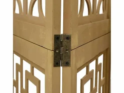 Tabique divisorio de 3 paneles en madera maciza de paulownia marrón
