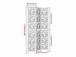Tabique divisorio de 3 paneles en madera maciza de paulownia marrón