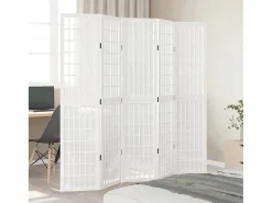 Outlet Tabique divisorio de 5 paneles en madera maciza de paulownia blanca Blanco