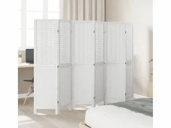 Sale Tabique divisorio de 6 paneles en madera maciza de paulownia blanca Biombo