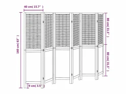 Sale Tabique divisorio de 6 paneles en madera maciza de paulownia blanca Biombo