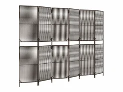 Discount Tabique divisorio de mimbre de resina marrón de 6 paneles Biombo
