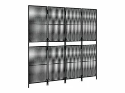 Discount Tabique divisorio de mimbre de resina negra de 4 paneles Biombo
