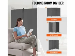 Sale Tabique SucceBuy Biombo de 3 Paneles, Plegable, Portátil, para Oficina, Dormitorio y Estudio, Color Gris