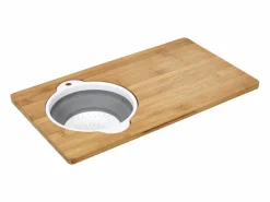 Hot Cook Concept Tabla de cortar de bambú con colador integrado Marru00f3n