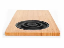 Hot Tabla de cortar de bambú con colador de plástico, 58 x 29 x 1,8 cm - Natural y negra Color natural claro