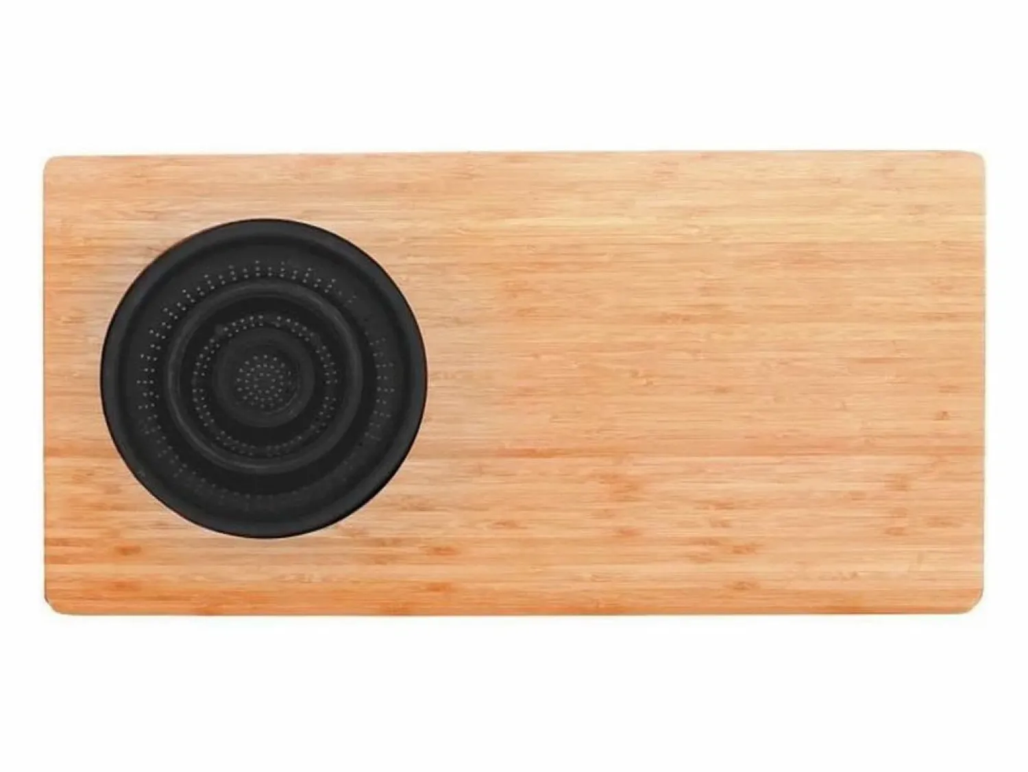 Hot Tabla de cortar de bambú con colador de plástico, 58 x 29 x 1,8 cm - Natural y negra Color natural claro