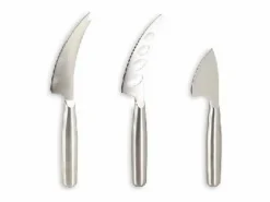 Best Tabla de cortar rectangular de madera de acacia con 3 cuchillos para queso de acero inoxidable. Materiales Y Utensilios De Cocina