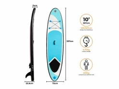 Hot Monstershop Tabla de Paleta Hinchable Ligero SUP Stand Up Board 307x72x11cm Azul