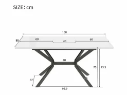 DripeX Tablero de comedor extensible 120/160 cm, 4 a 6 personas, en MDF y metal, mesa rectangular Blanco