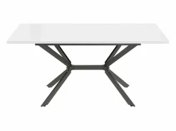 DripeX Tablero de comedor extensible 120/160 cm, 4 a 6 personas, en MDF y metal, mesa rectangular Blanco